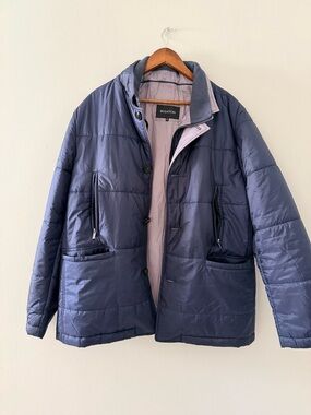 BUGATCHI Men’s XL Navy Quilted Jacket Zip & Button Front